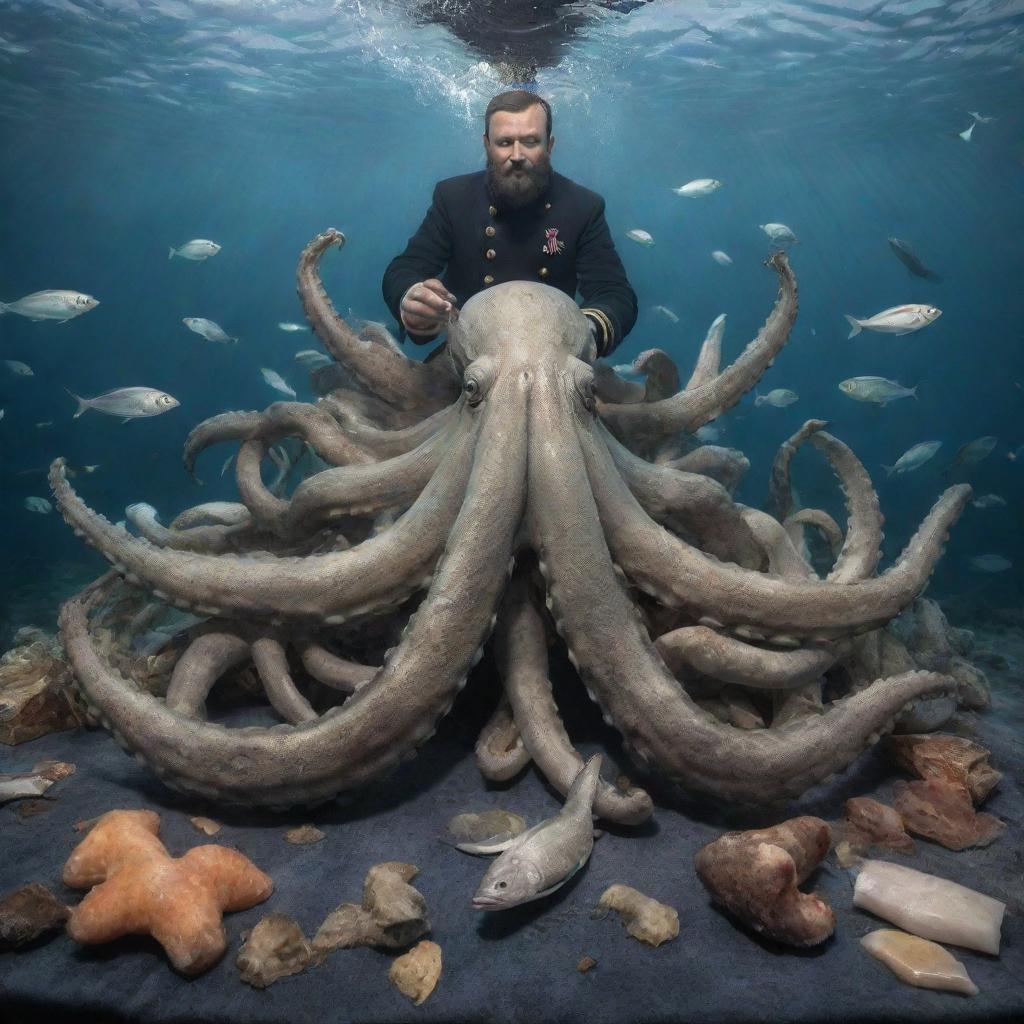 Friendly Encounter: Kraken Shares Bounty with Sailor