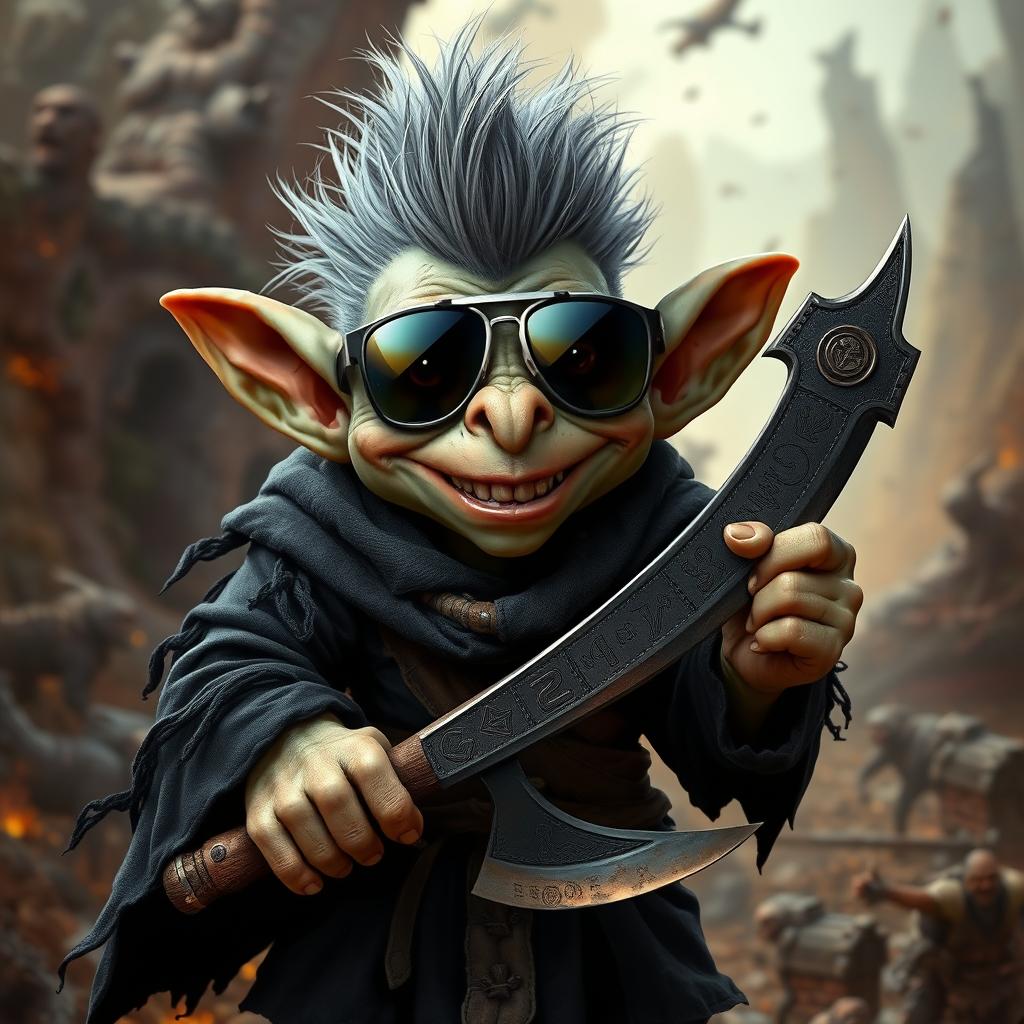 Mischievous Goblin with a Gray Mohawk