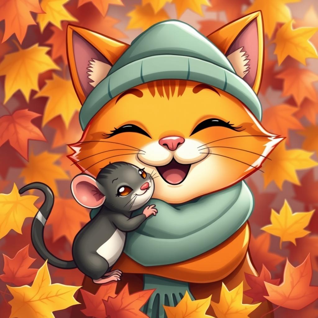 Joyful Cartoon Cat & Mouse Friendship