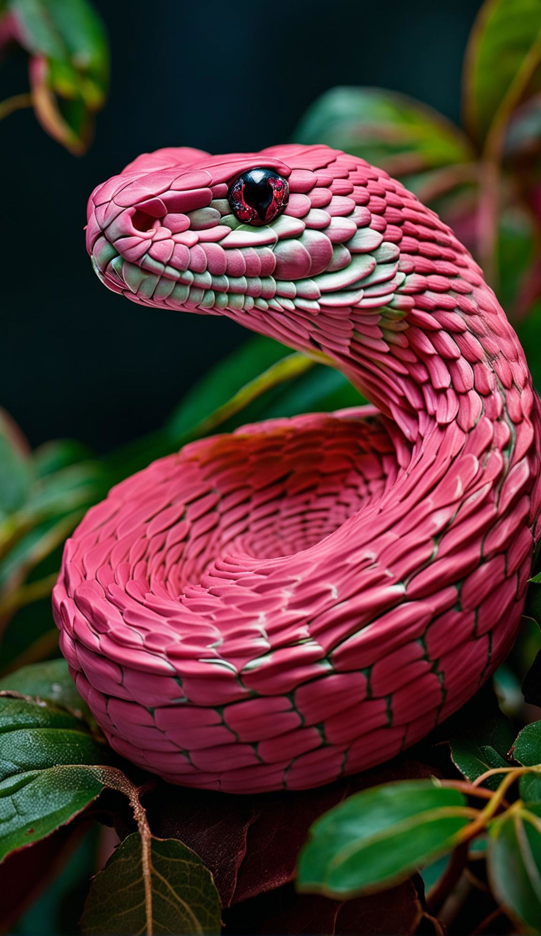 Pink Snake Amidst the Emerald Greens