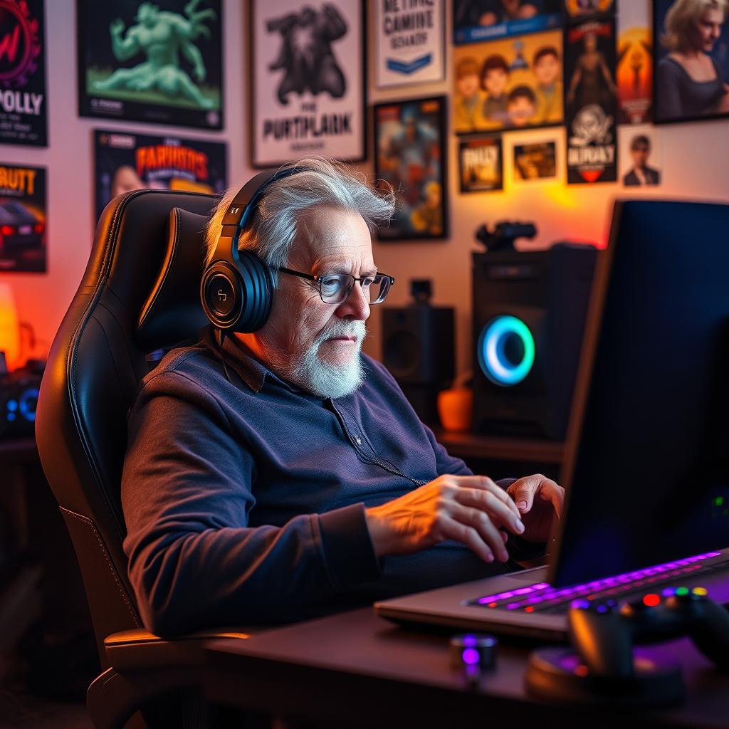 Gaming at Any Age: Elderly Gamer in Action