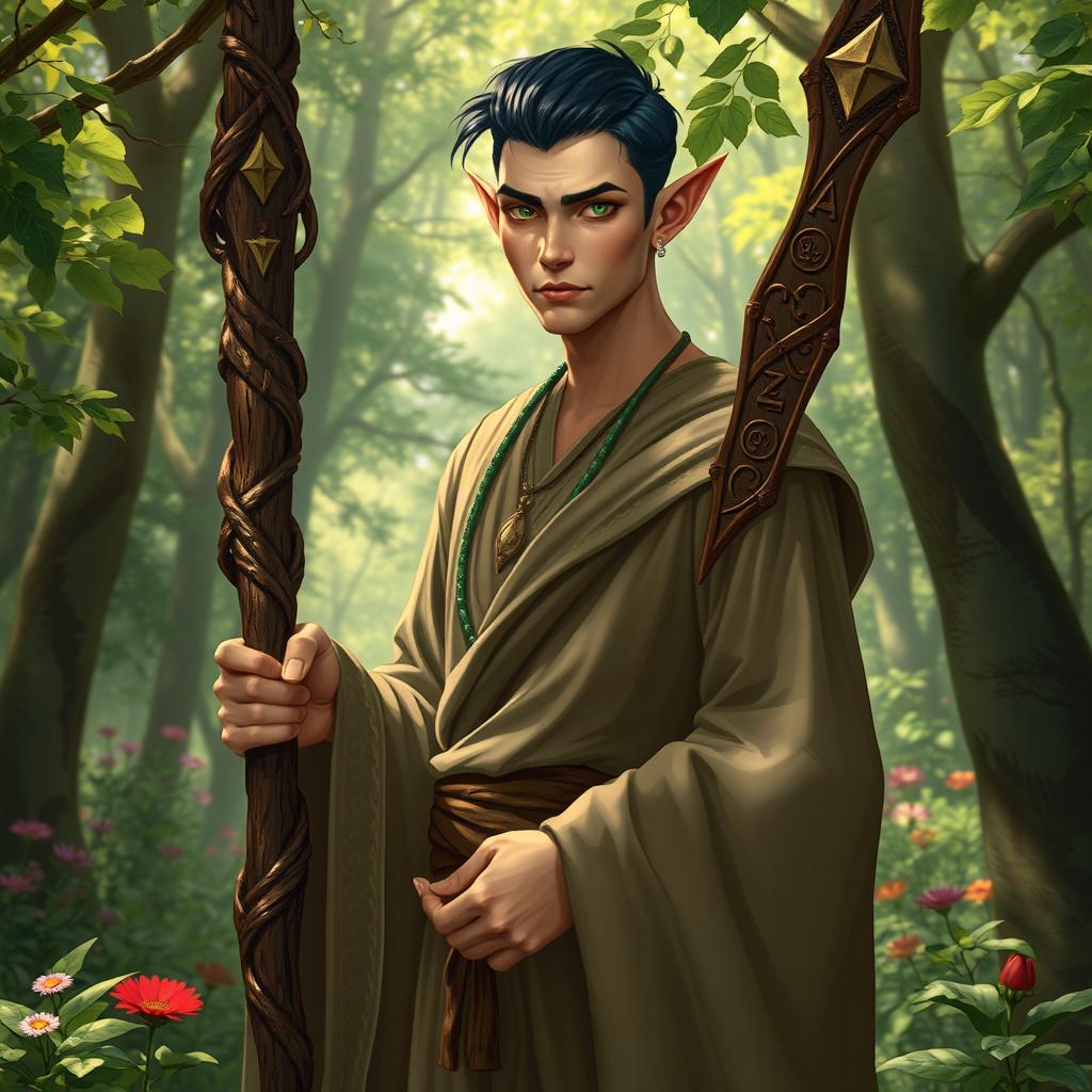 Embrace Nature: High Elf Druid in the Forest