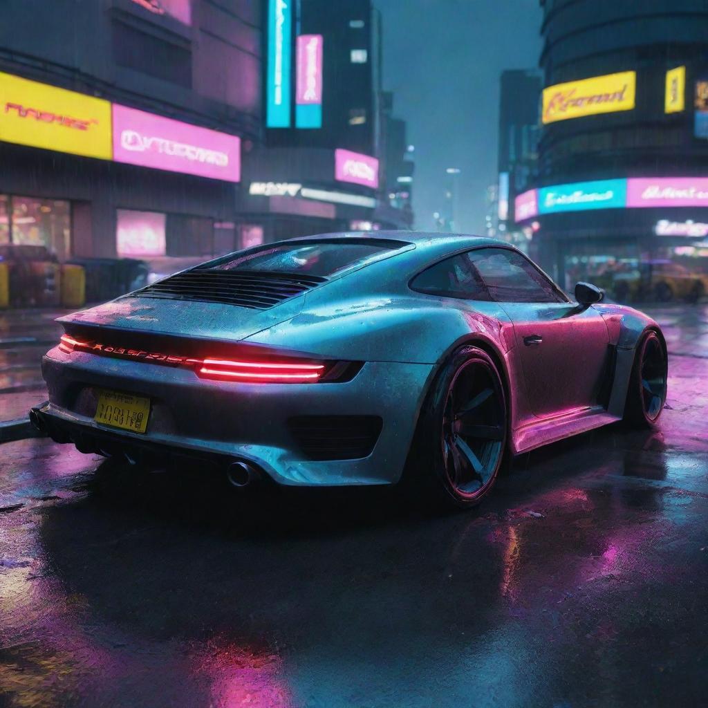 Cyberpunk Porsche: Ride the High-Tech Streets