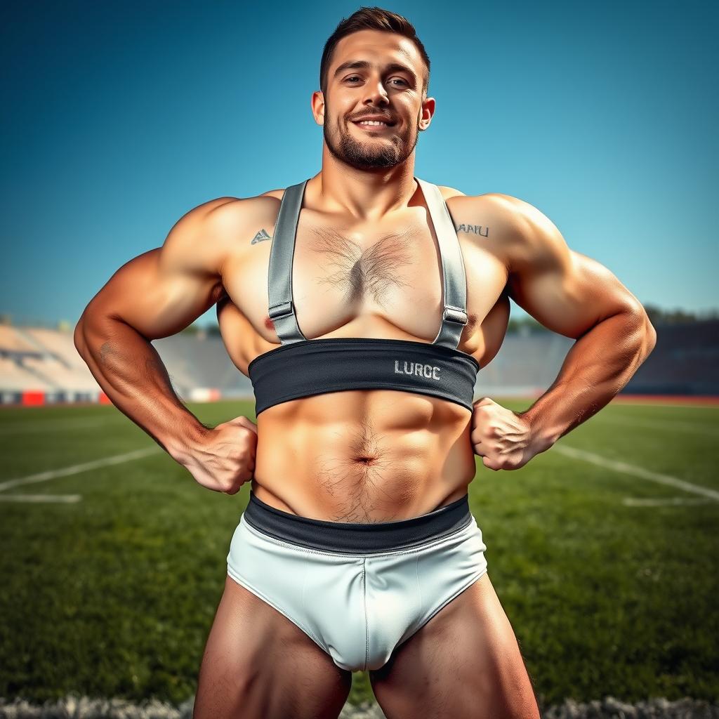 Confident Rugby Player in Jockstrap