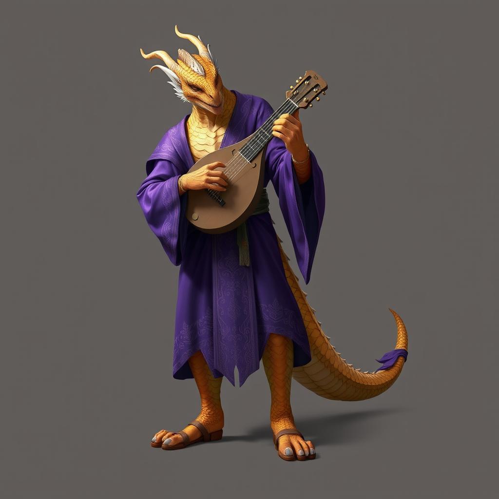 Shimmering Golden Dragonborn Bard