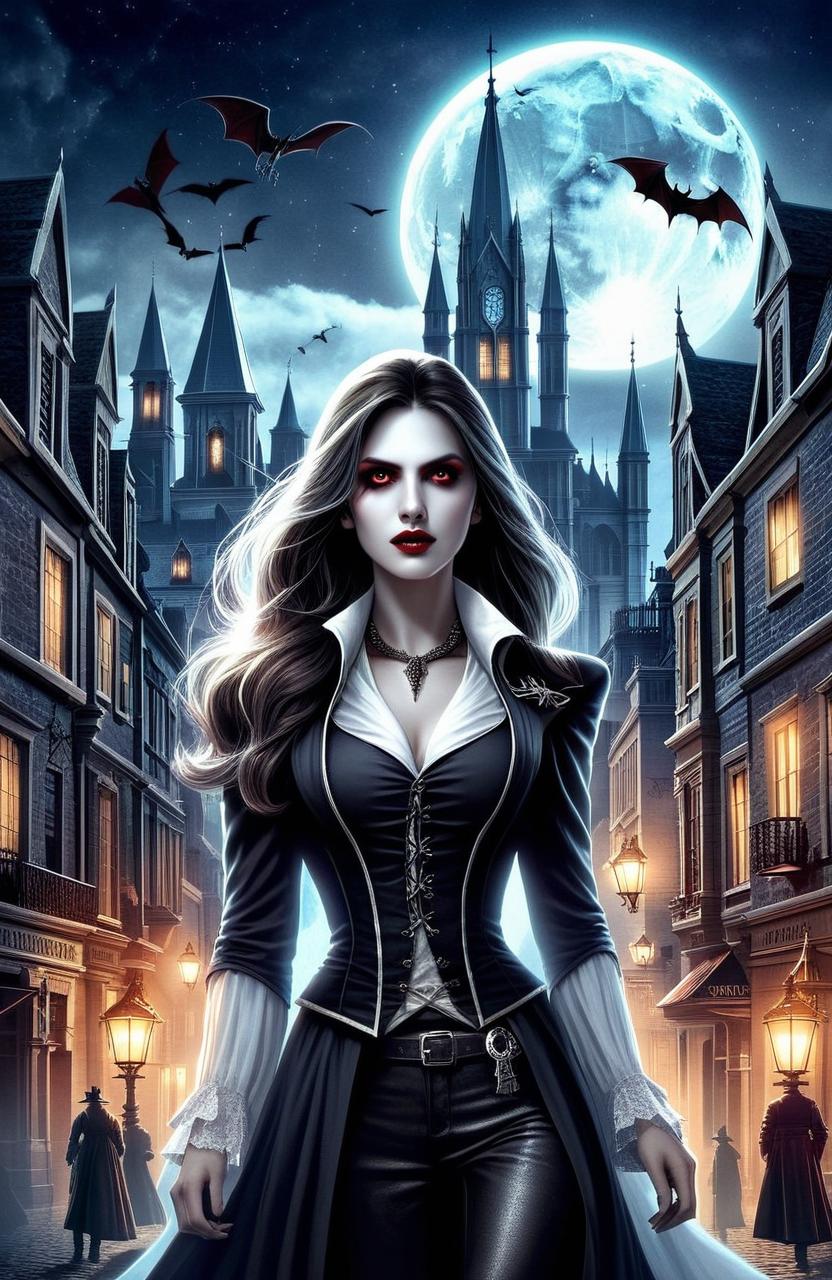 Gothic Elegance: The Vampire Witch Under the Full Moon