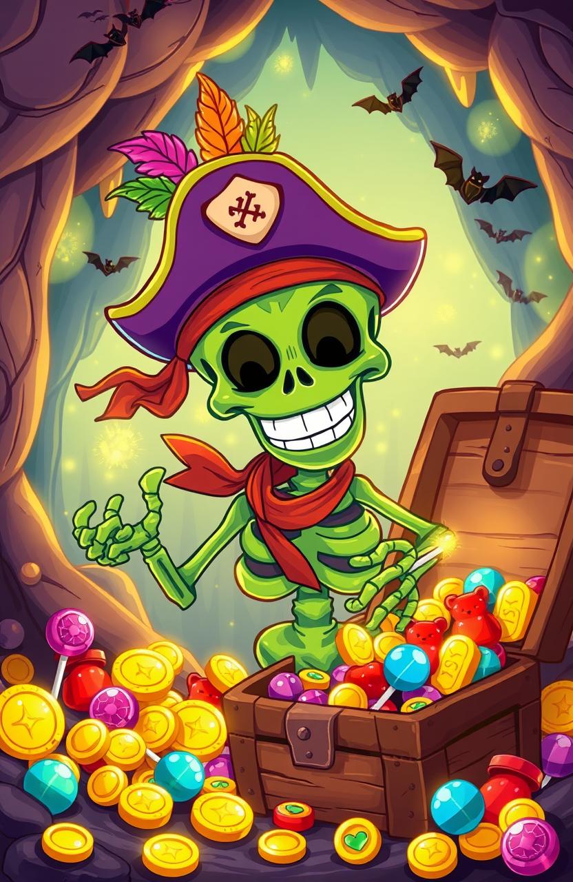 Meet Sammy the Green Skeleton: Your Colorful Pirate Friend!
