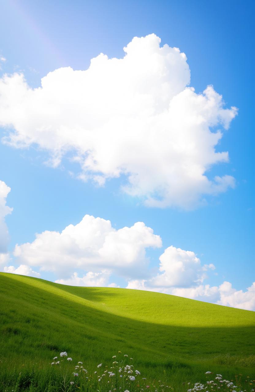 Dreamy Blue Sky with Fluffy Clouds