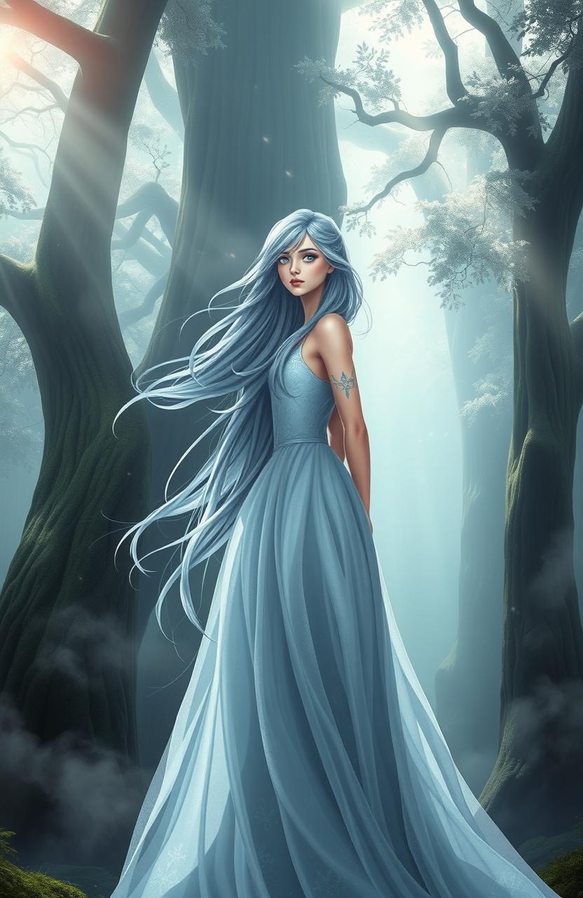 Confident Female Demigod in a Mystical Forest