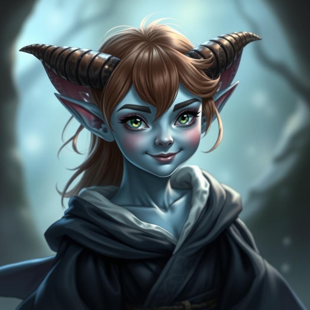 Enchanted Elegance: The Pale Blue Tiefling