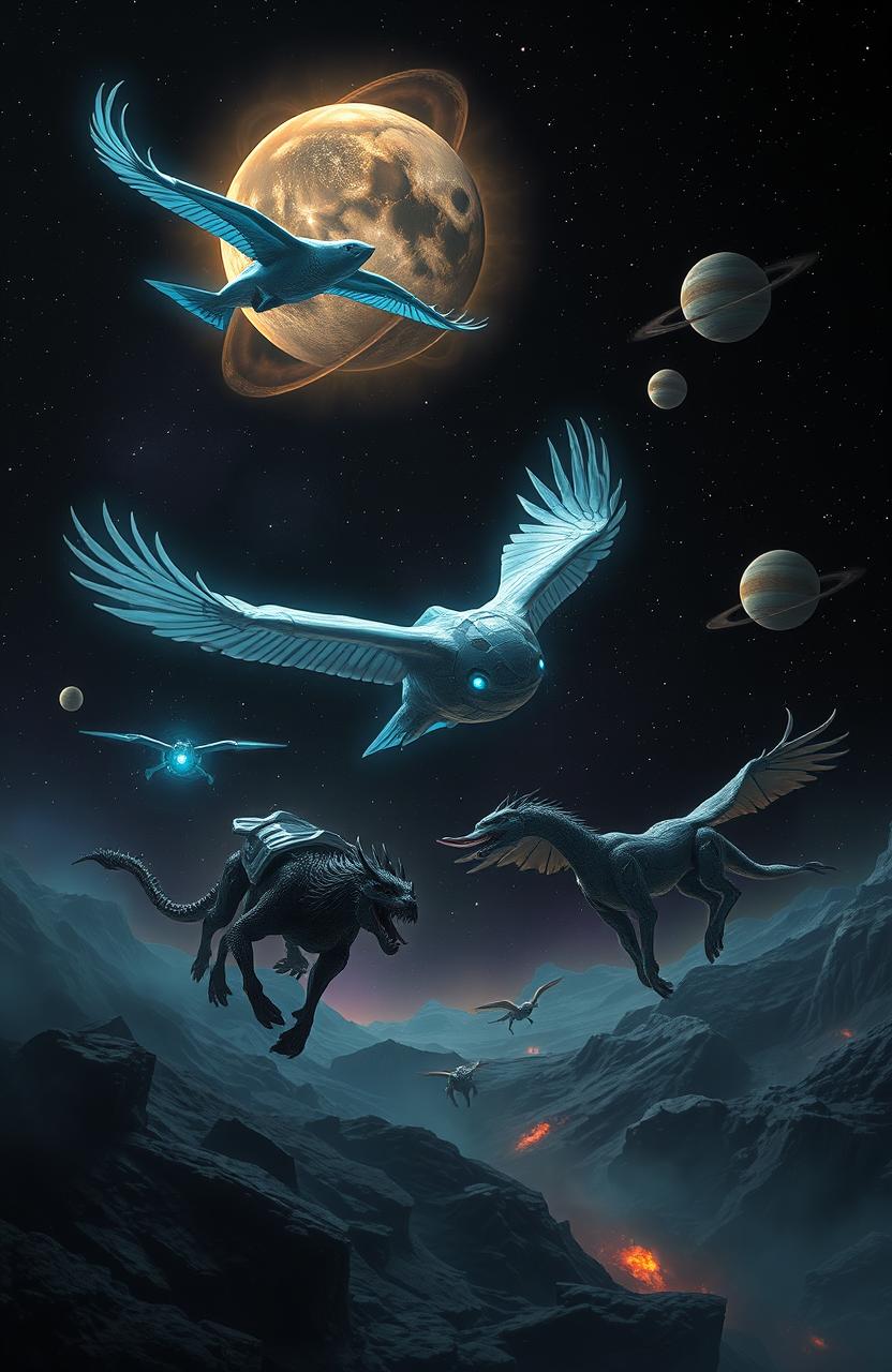 Explore a Dark Sci-Fi Realm: Futuristic Animals in Space