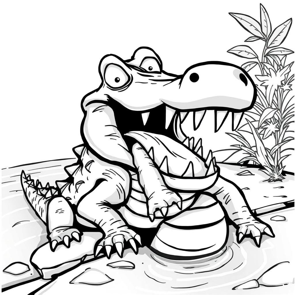 Whimsical Nile Crocodile Illustration