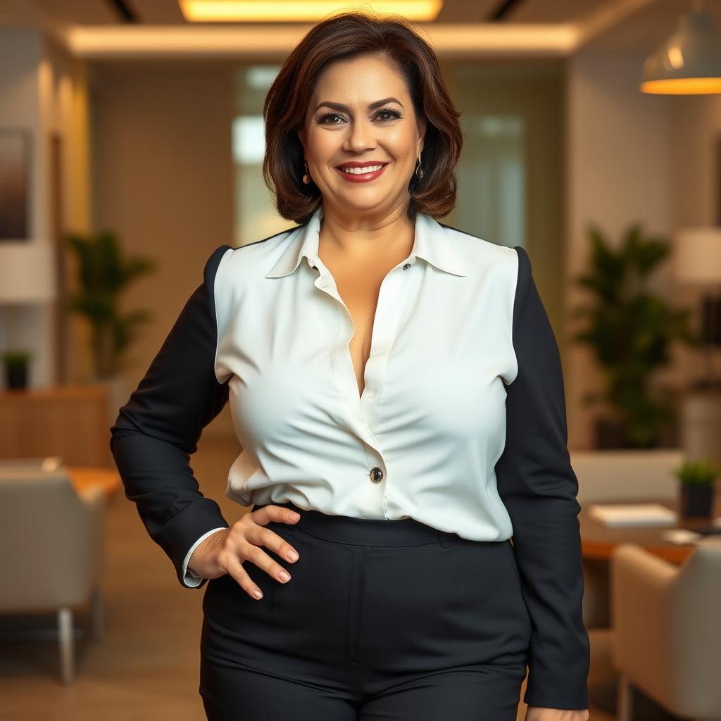Empowered Elegance: Confident 50-Year-Old Brunette