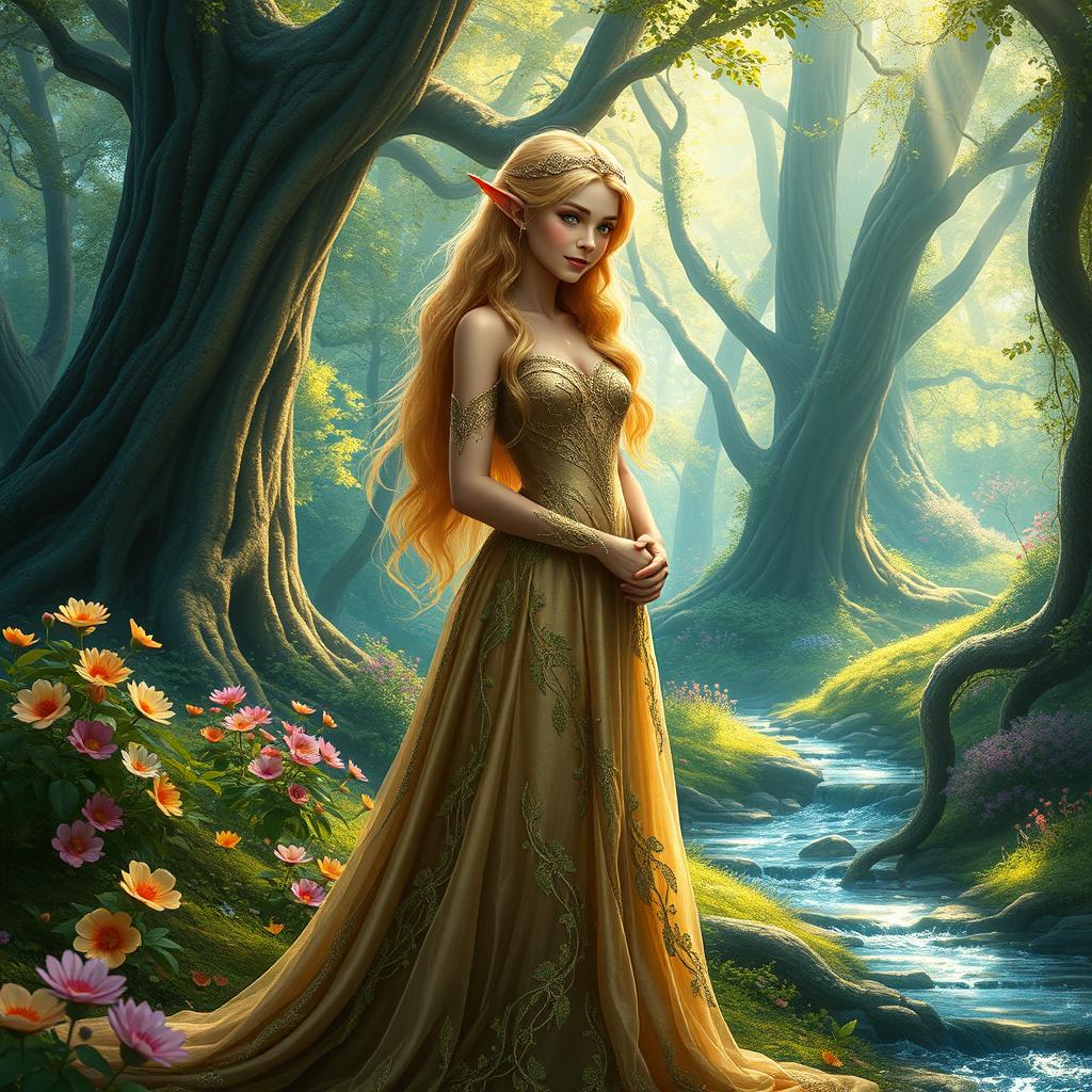 Enchanting Elven Princess in a Vibrant Forest