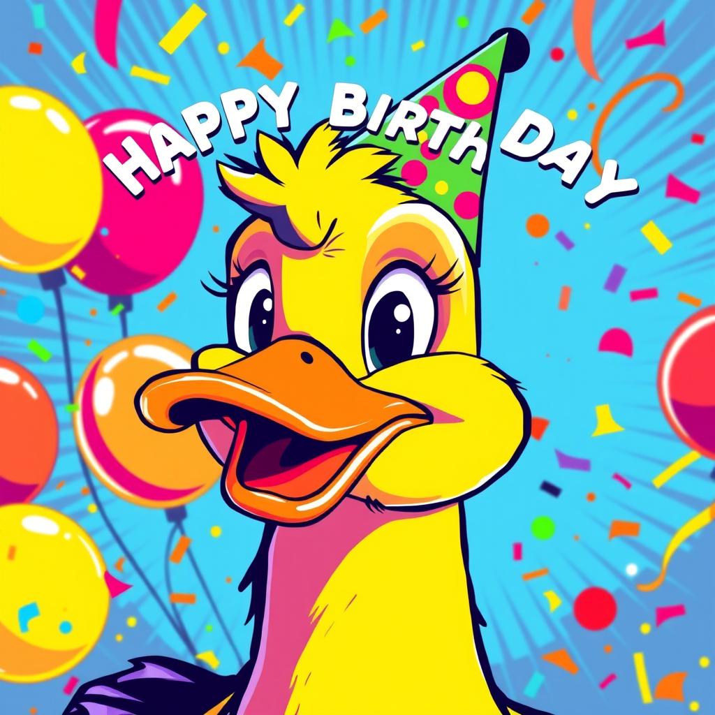 Celebrate with Style: Vibrant Cartoon Duck Birthday Poster