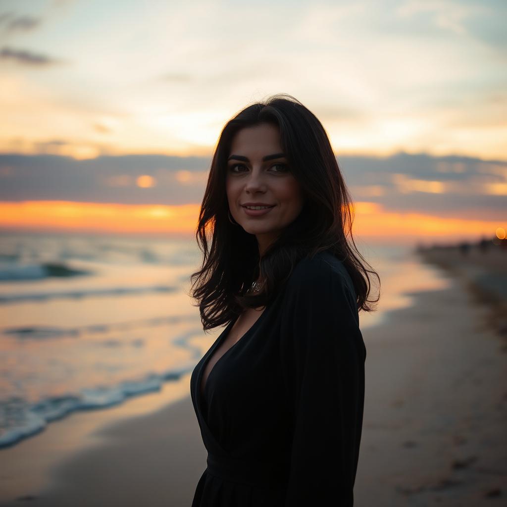 Elegant Portrait of a Sephardic Woman at Tel Aviv Beach
