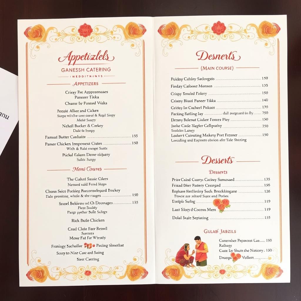Elegant Wedding Catering Menu by Ganesh Catering