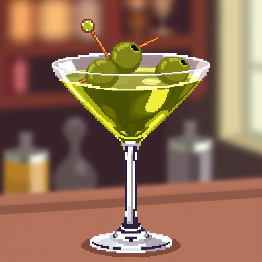 Delightful Pixel Art of a Dirty Martini