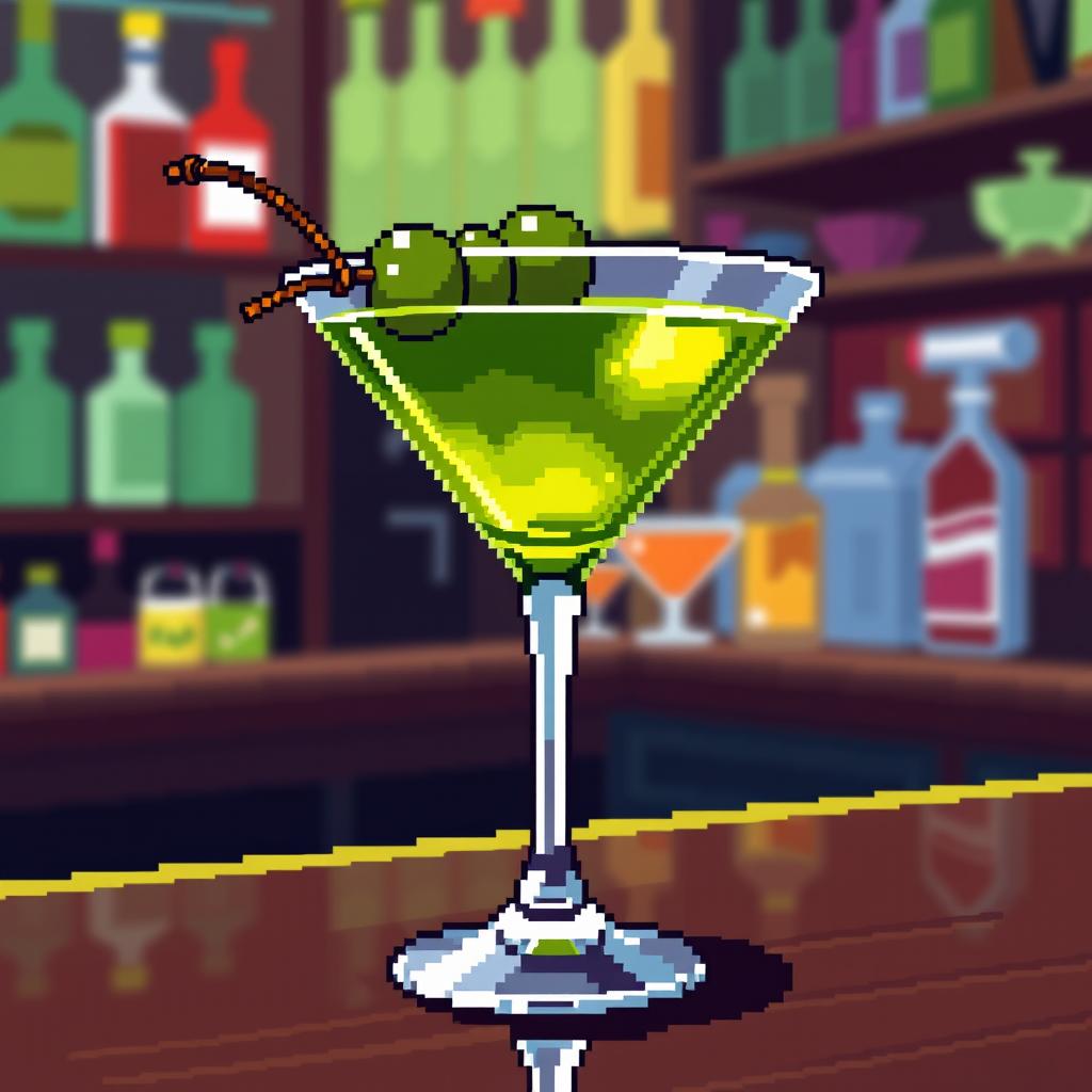 Sip in Style: Pixel Art Dirty Martini