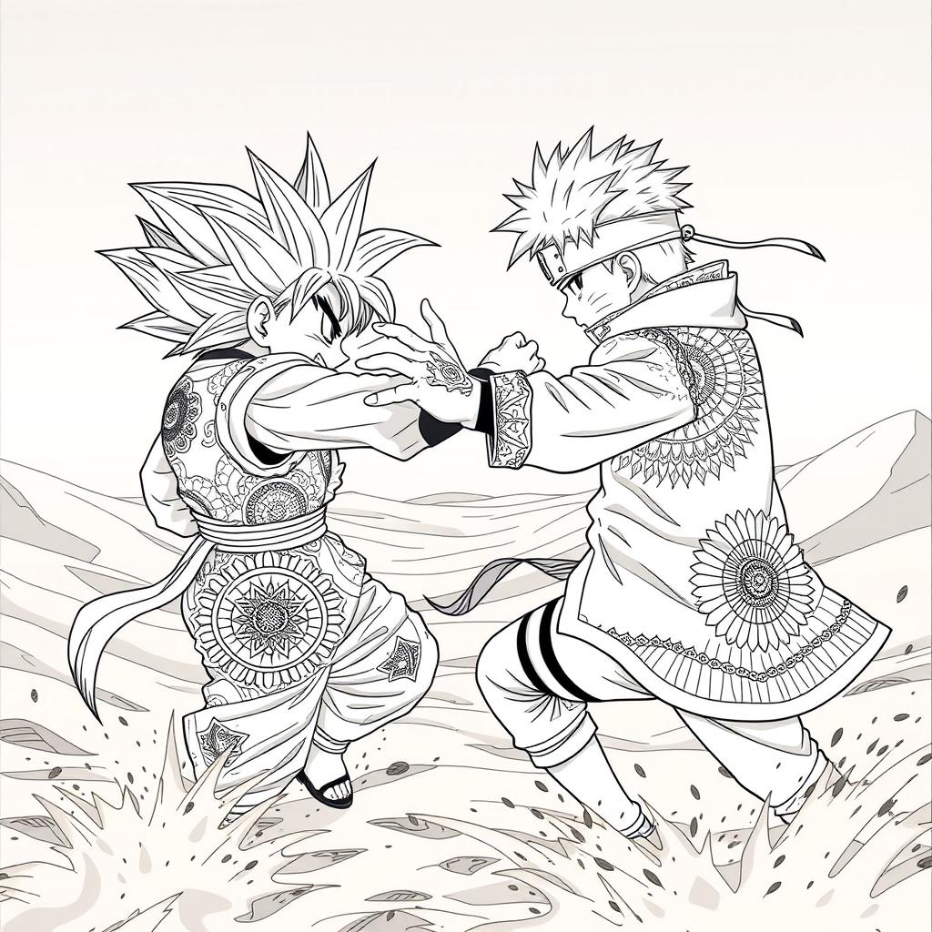 Epic Showdown: Goku vs. Naruto in the Desert
