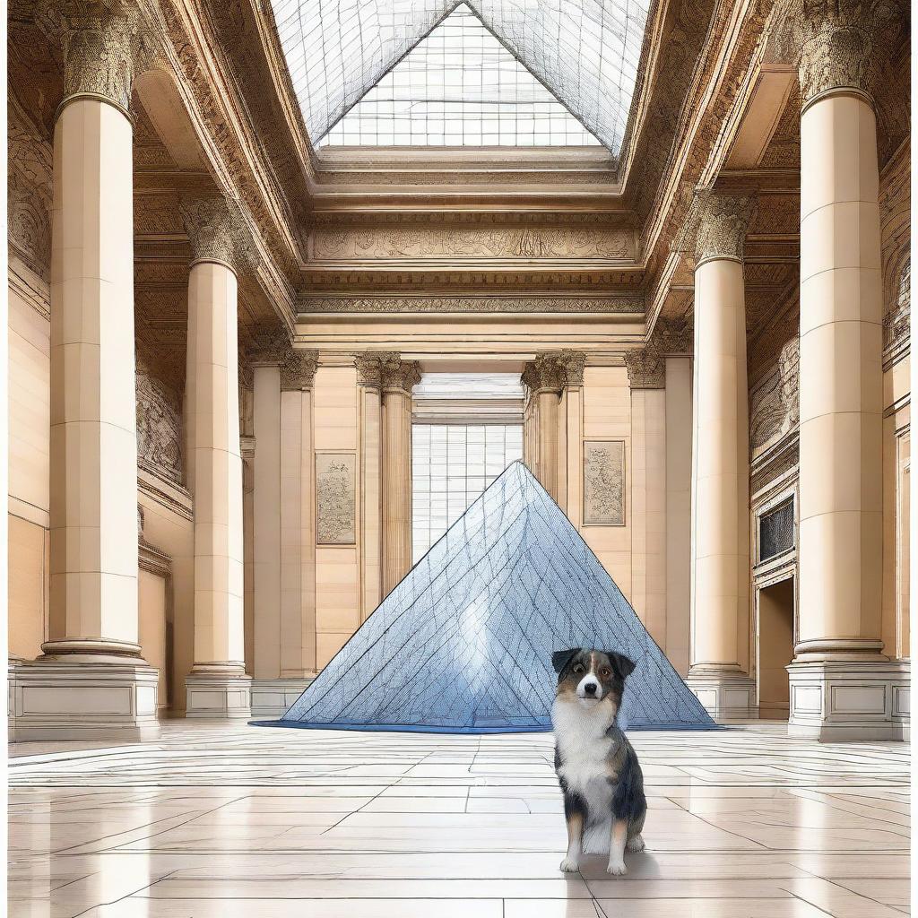 Unleashing Creativity: Australian Shepherd at the Louvre