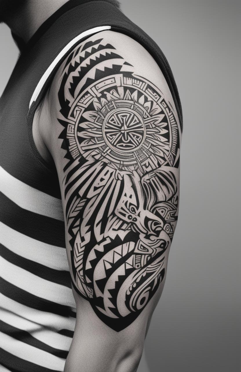 Minimalist Aztec Eagle Tattoo Design