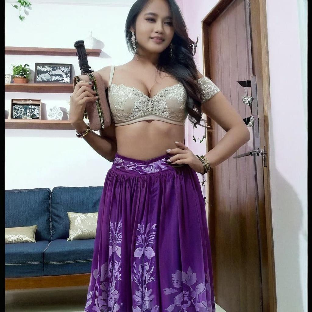 Striking a Pose: Stylish Selfie in Purple Crop Top