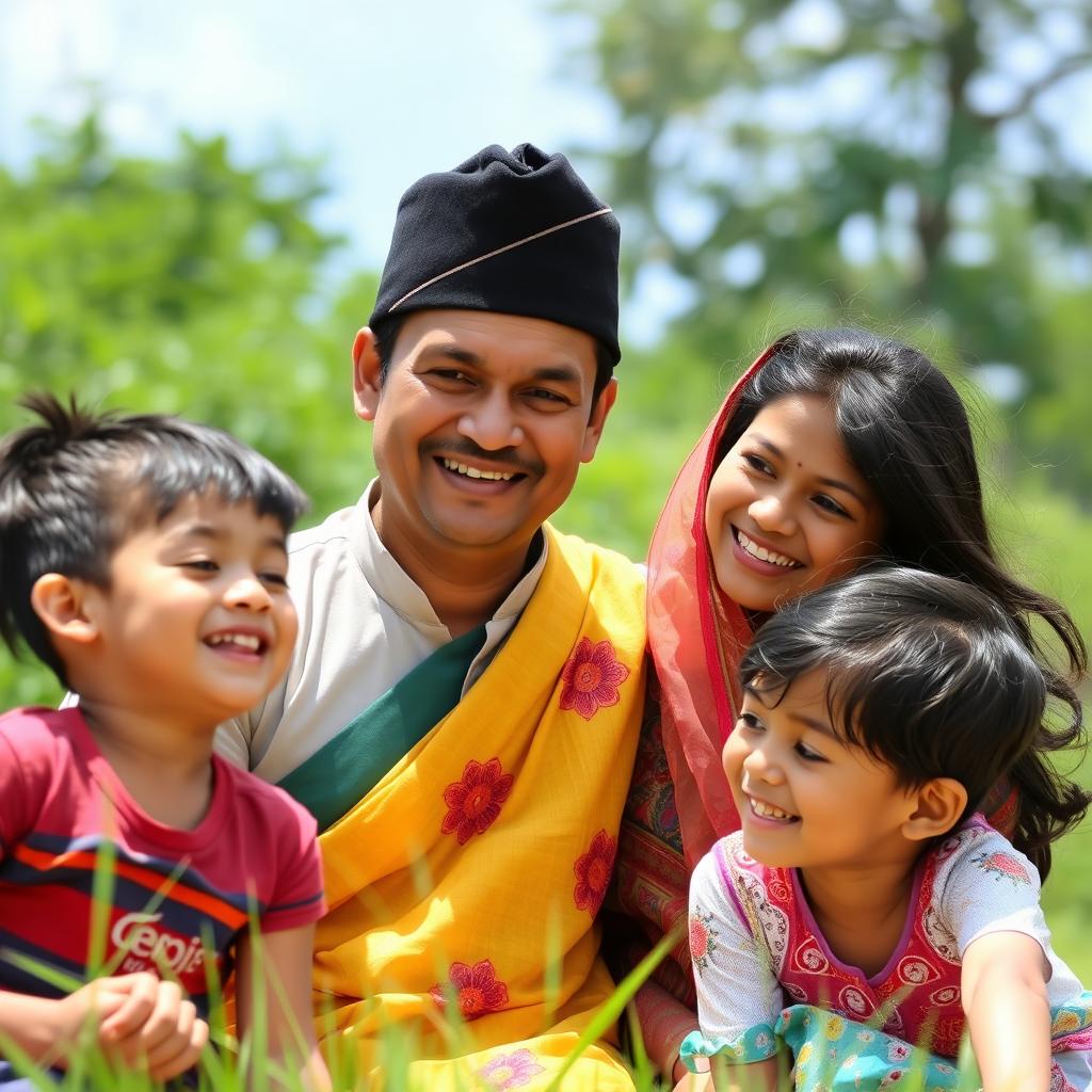 Joyful Nepali Family: Cherishing Nature Together