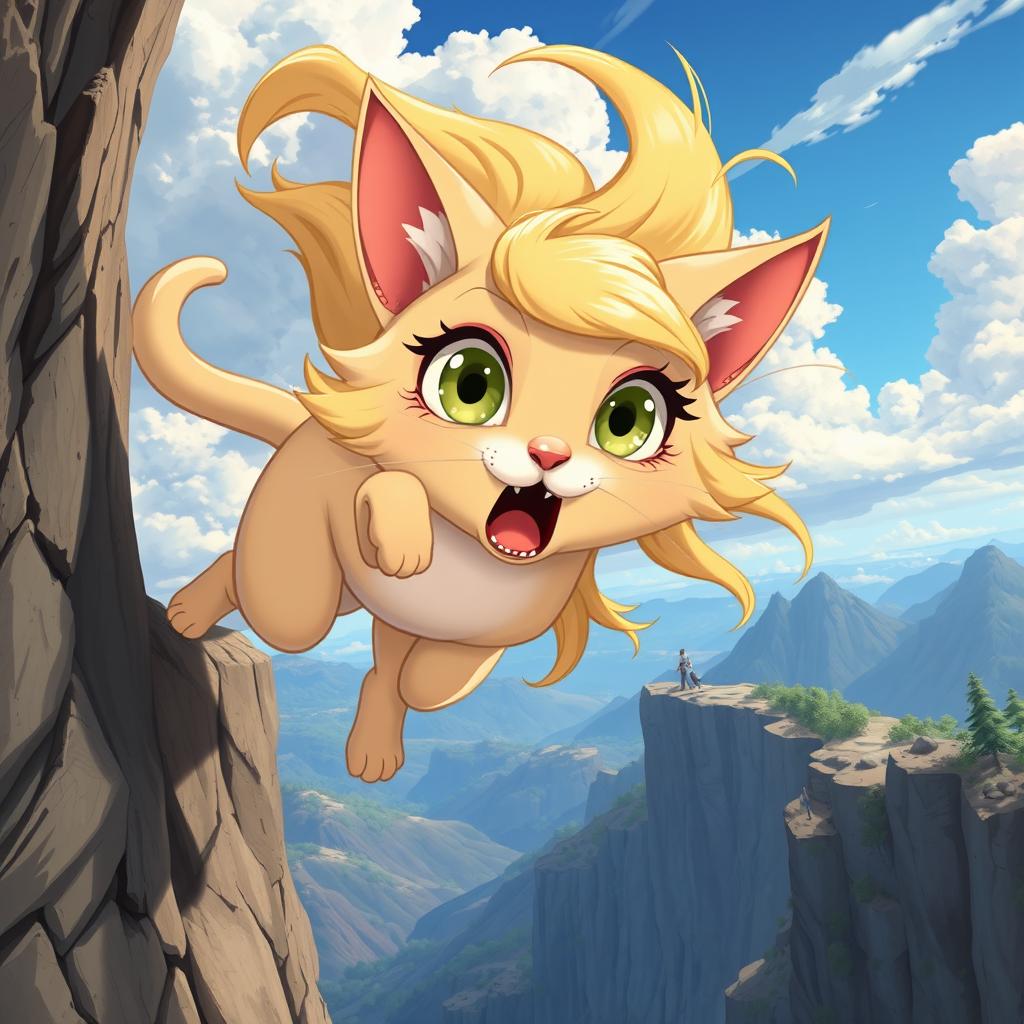 Dramatic Leap: Anthro Cat Woman in Action