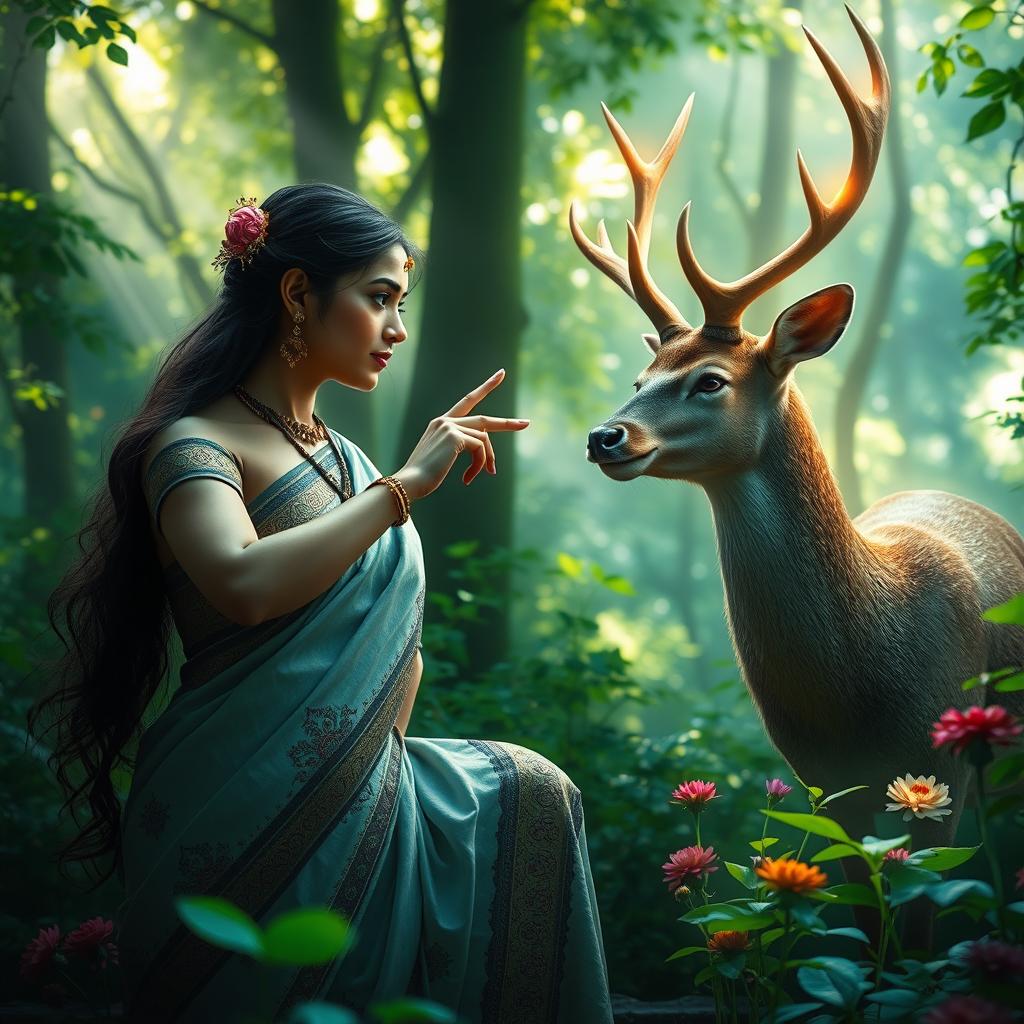 Enchanting Forest Encounter: Sita and the Magical Deer