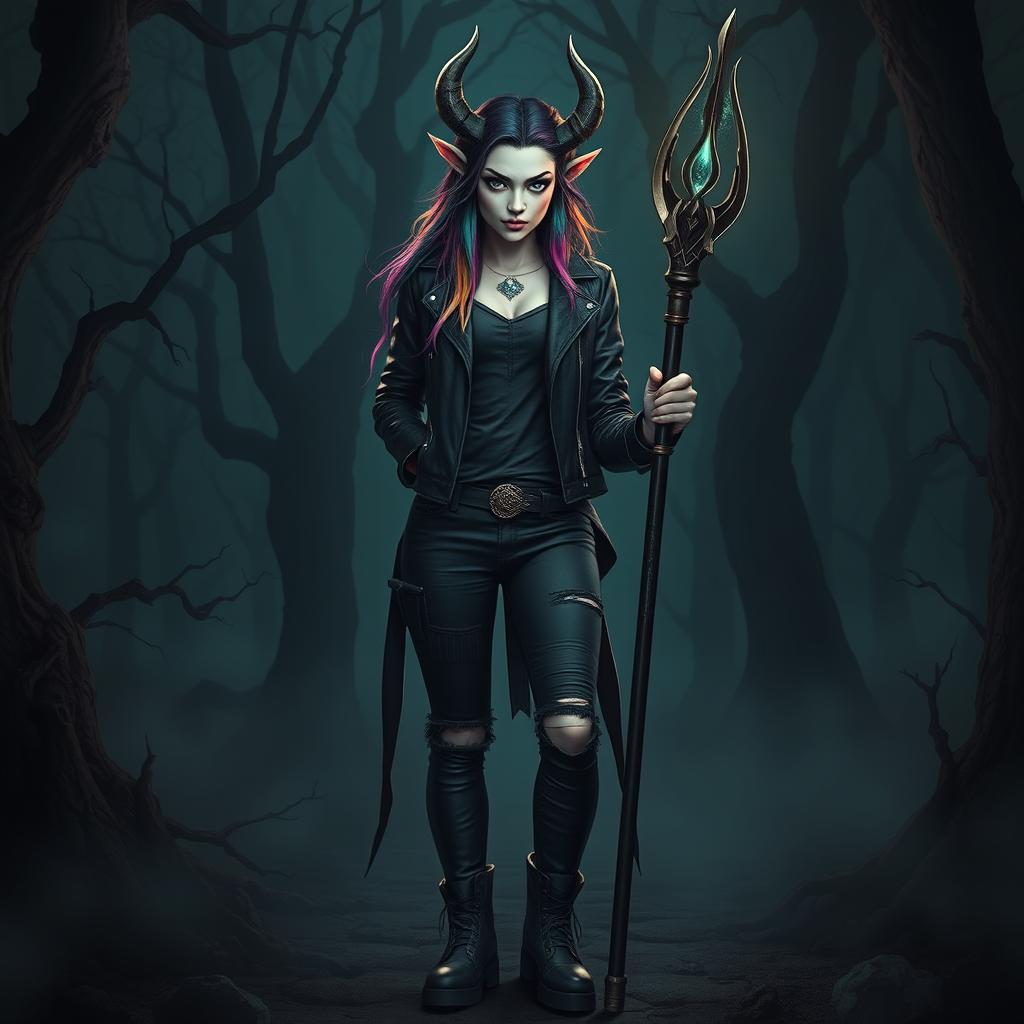 Mystical Eladrin Warlock in Enchanted Forest