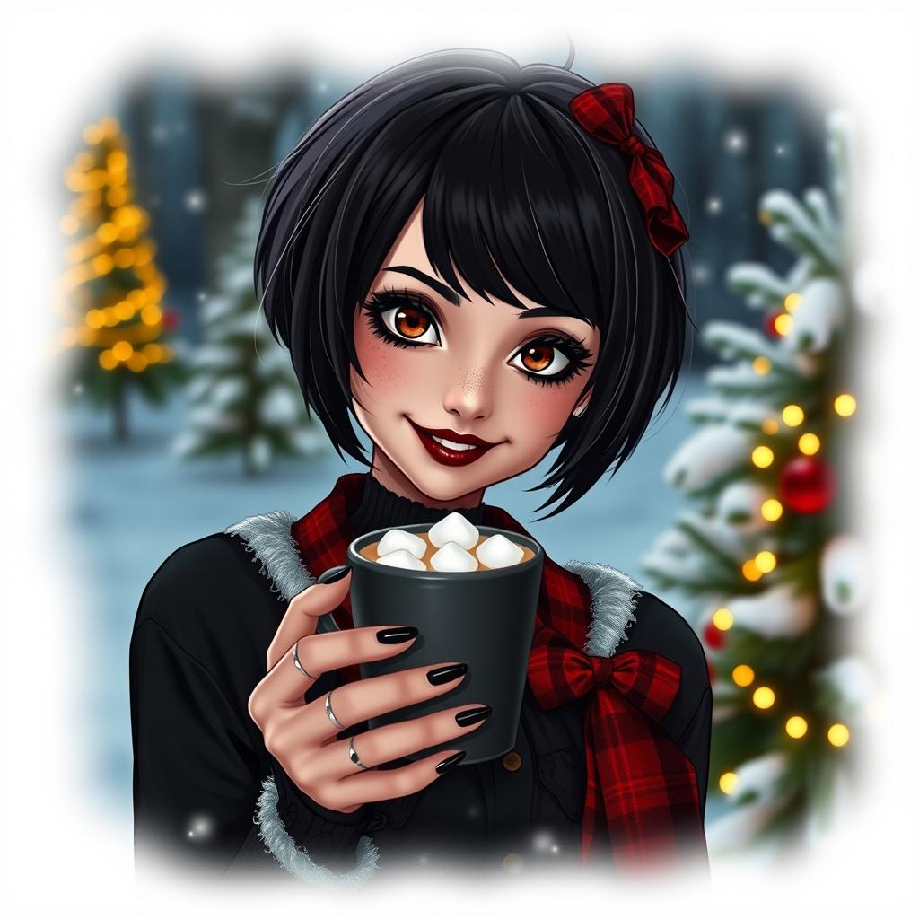 Festive Goth Vibes: Stylish Dark-Themed Christmas Outfit