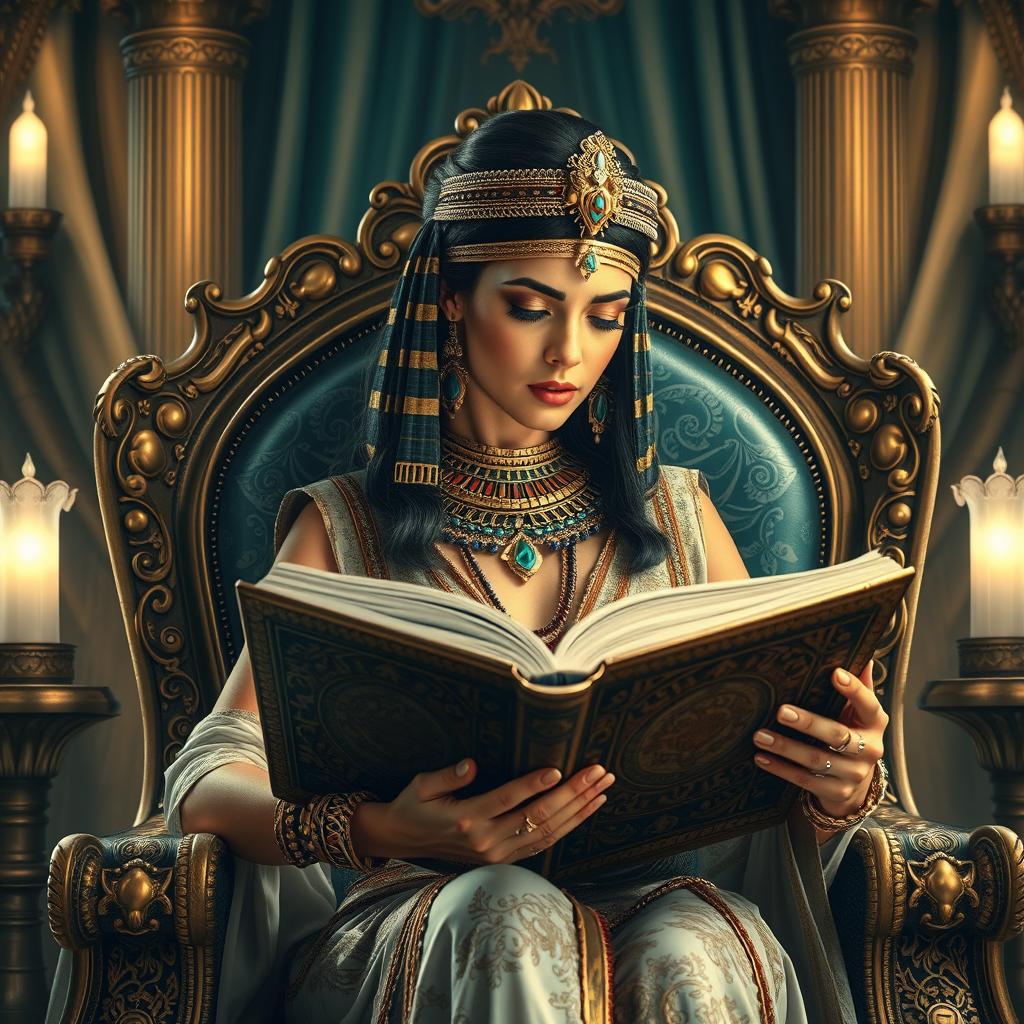Regal Elegance: Cleopatra on Her Throne
