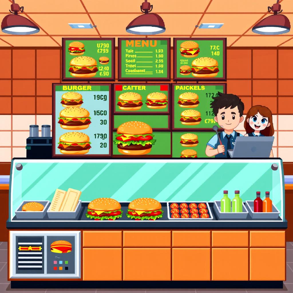 Pixel Art Hamburger Counter - Retro Vibes!