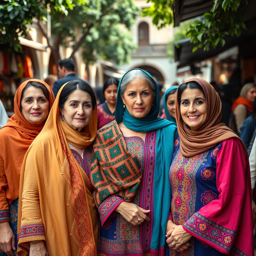 Vibrant Portrait of Iranian Women in Traditional Clothing