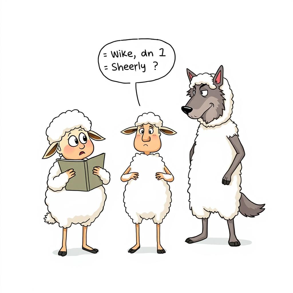 Mischief in Disguise: Sheep & Wolf Cartoon