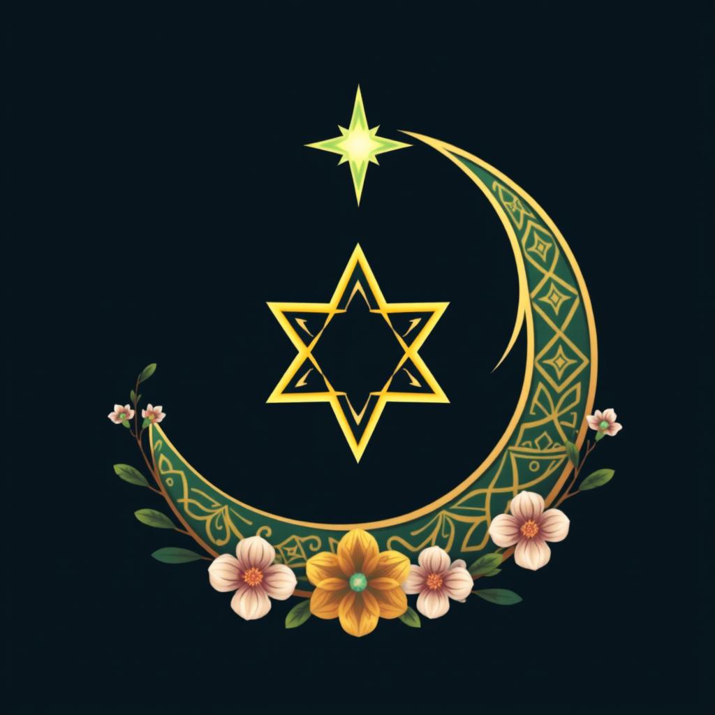 Artistic Crescent Moon and Star: A Symbol of Faith