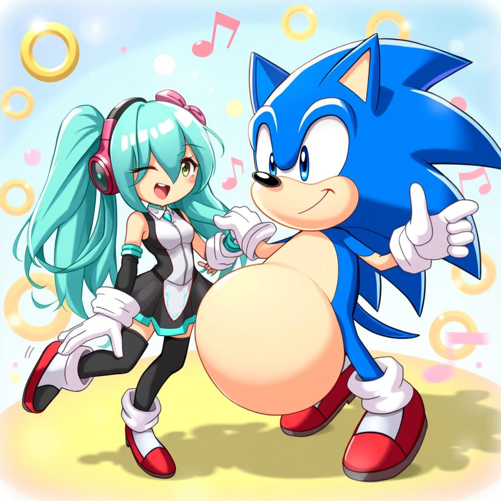 Whimsical Encounter: Hatsune Miku Meets Sonic