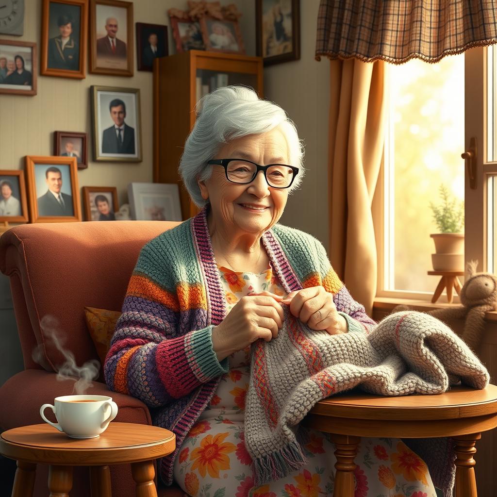 Heartwarming Grandmother in Her Cozy Haven