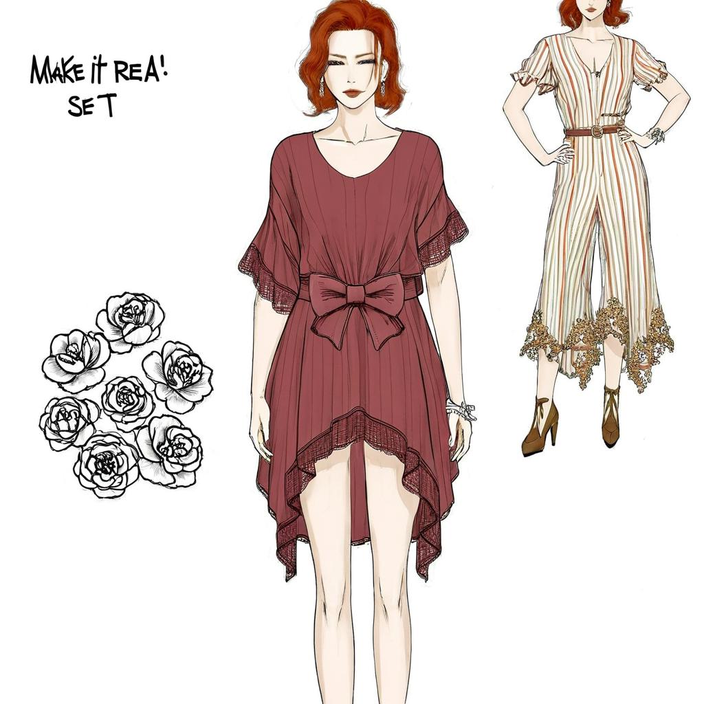 Stylish Elegance: Fashion Illustration of a Confident Woman