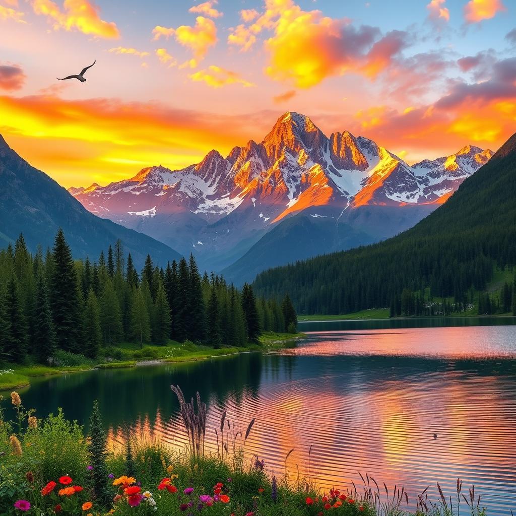 Breathtaking Mountain Range at Sunset