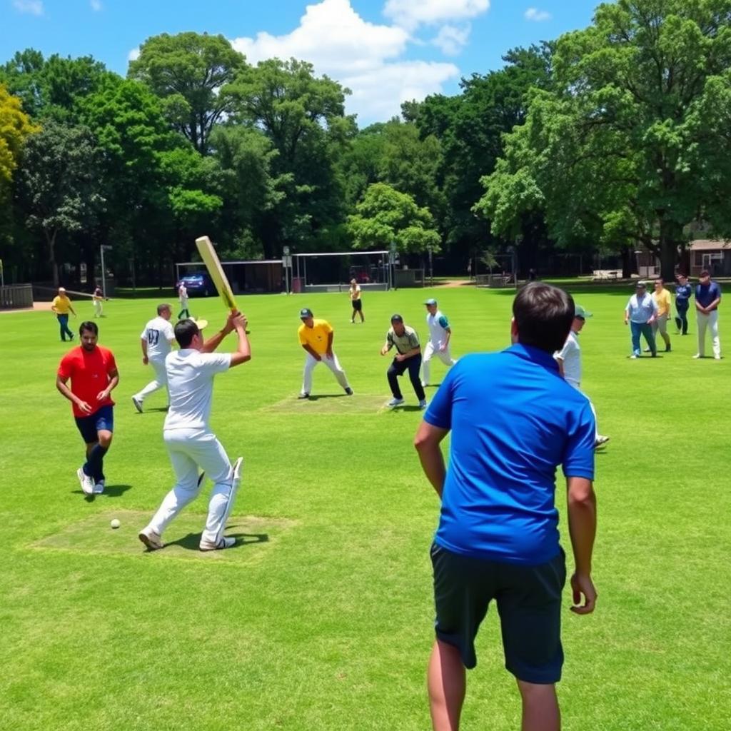 Cricket in Full Swing: An Energetic Playground Showdown
