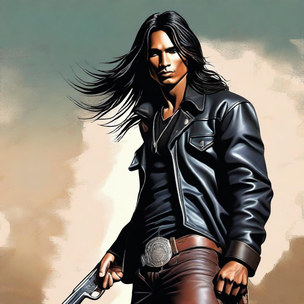 Vibrant Digital Artwork - Young Indian Cowboy