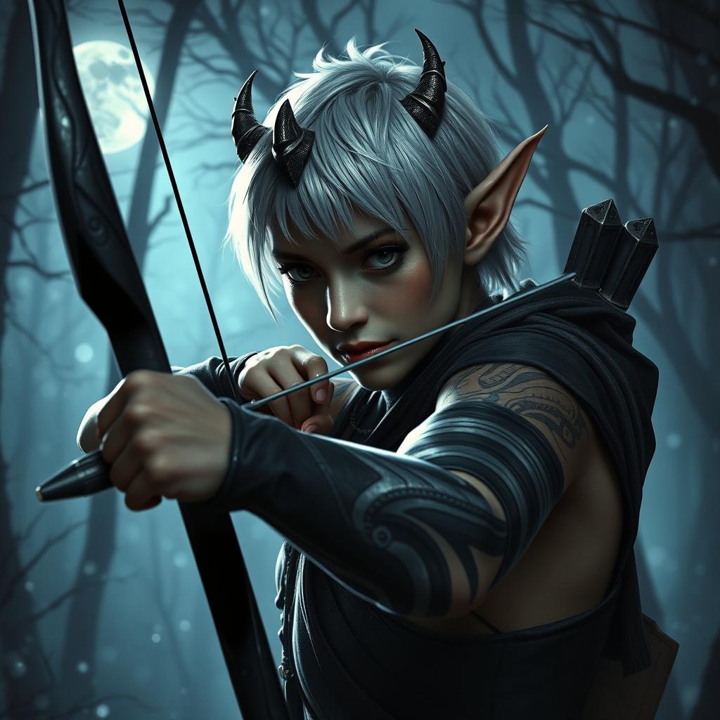 Enigmatic Dark Elf with Silver-Tinted Hair