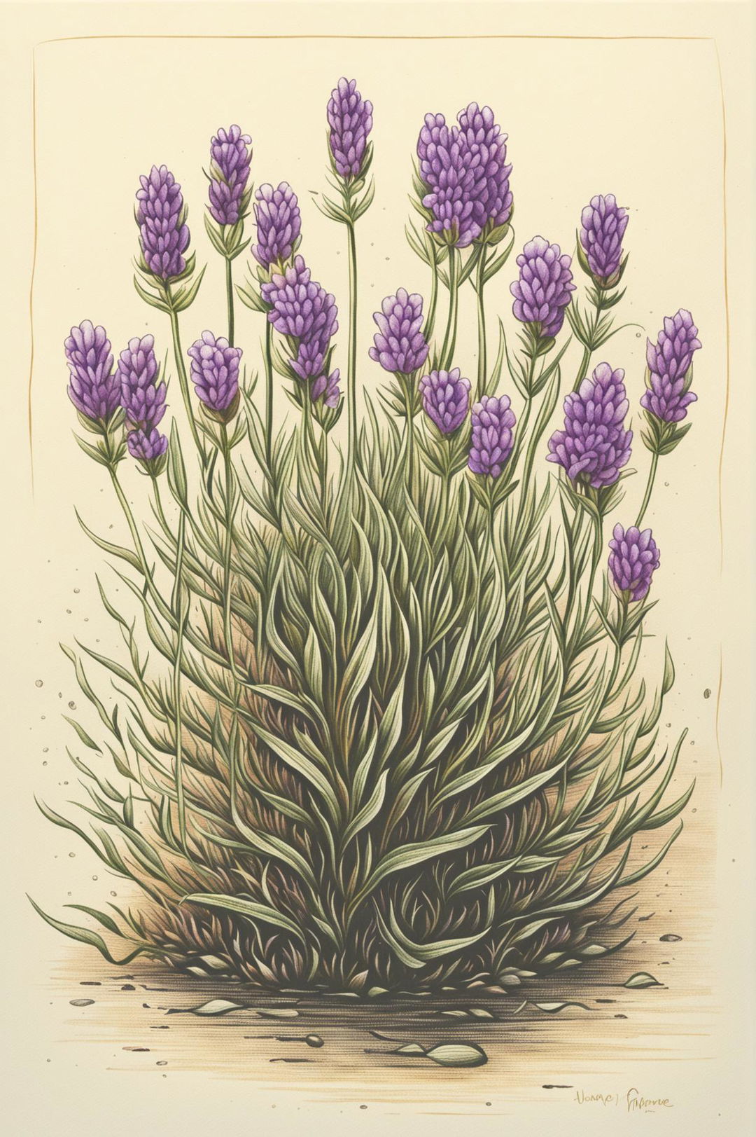 Delightful Lavender Plant Drawing