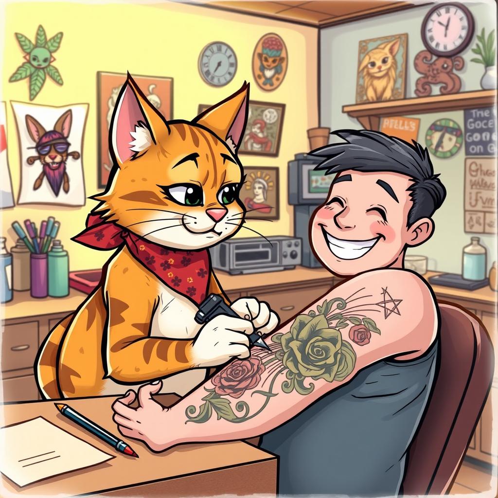 Whimsical Cat Tattoo Artist