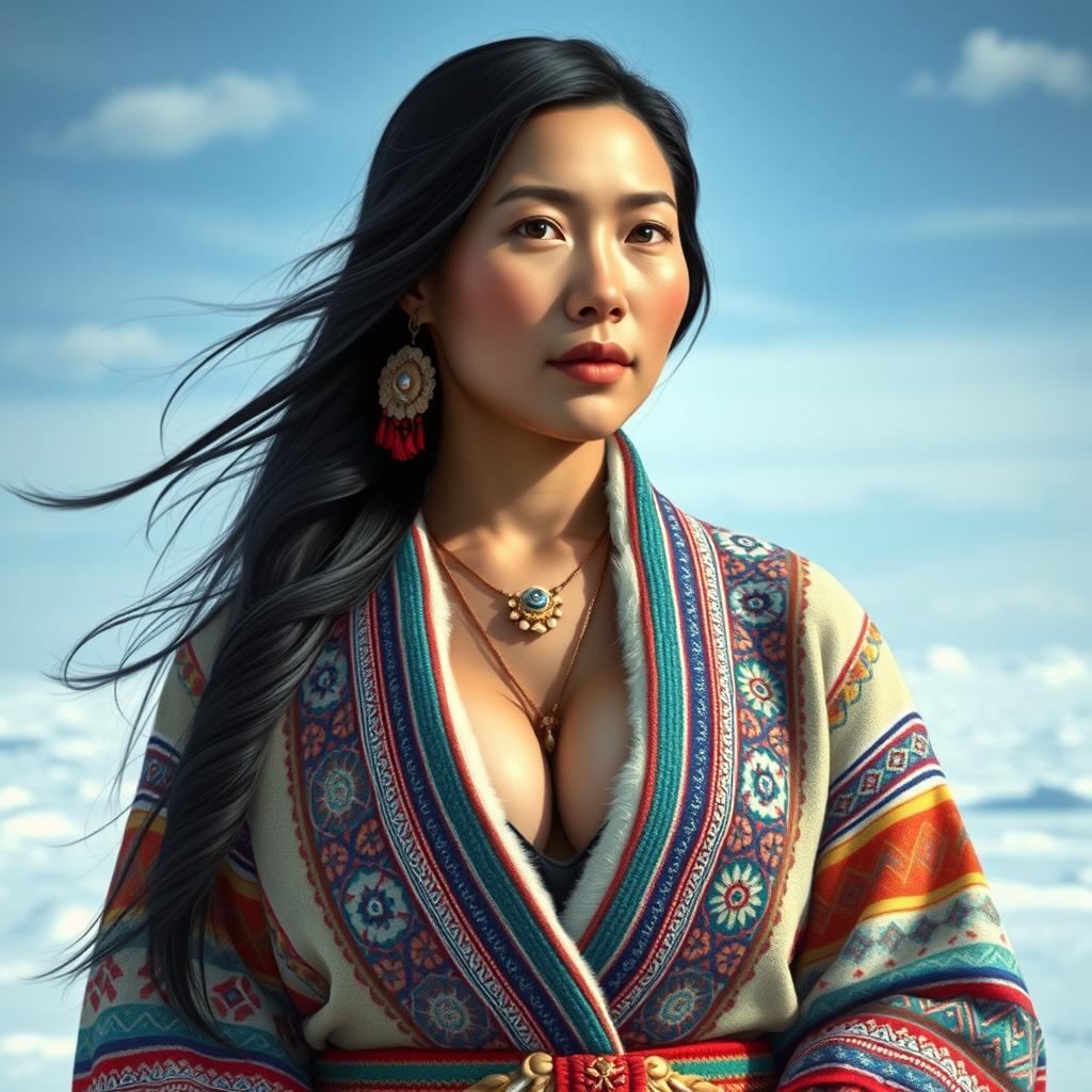 Stunning Portrait of an Inuit Woman in Traditional Attire