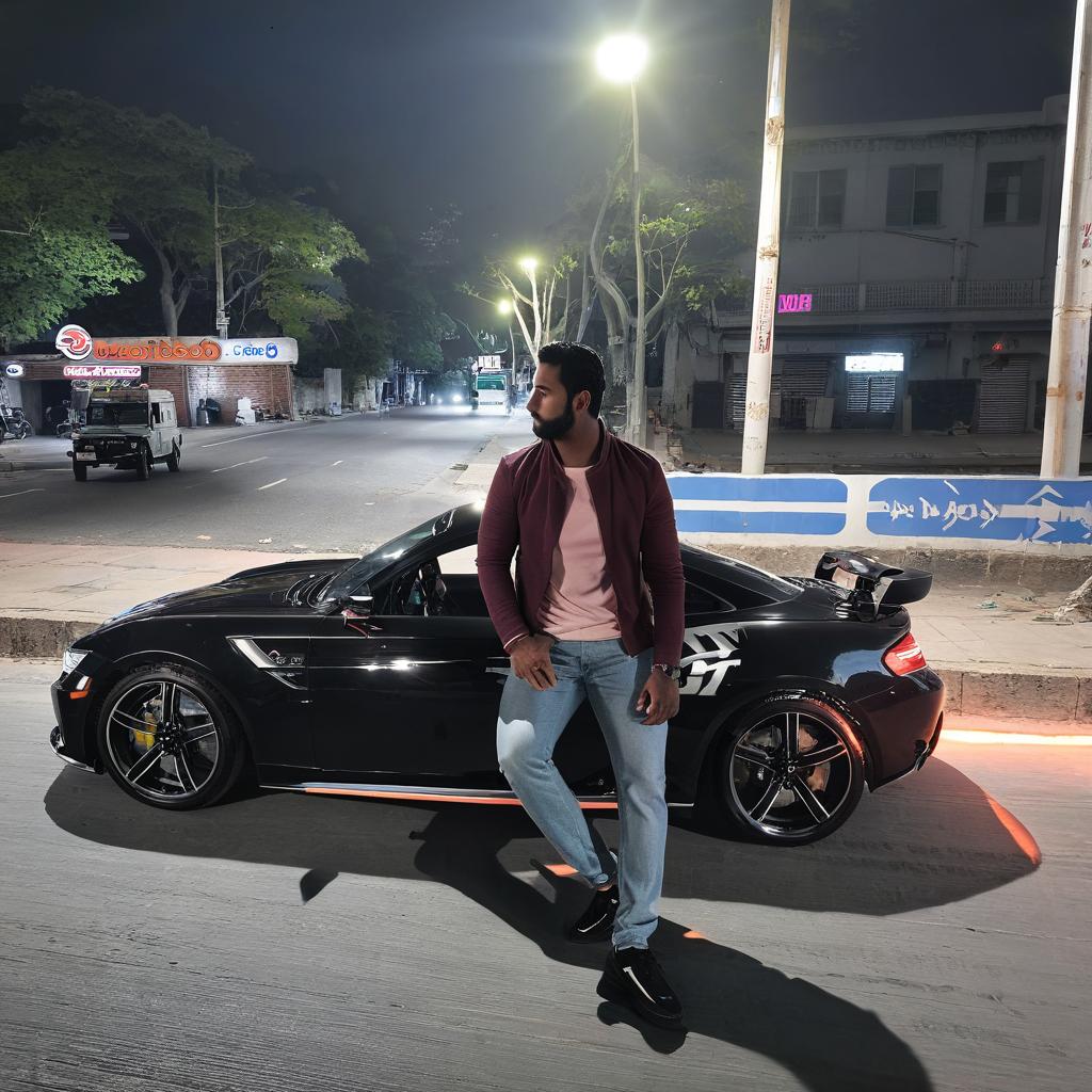 Night Drive: Sleek Black Sports Car