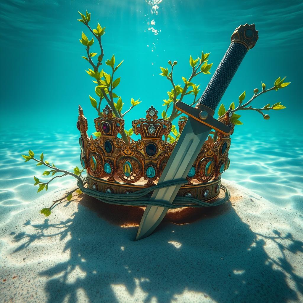 Majestic Crown Pierced by Dagger: A Clash of Elegance and Danger