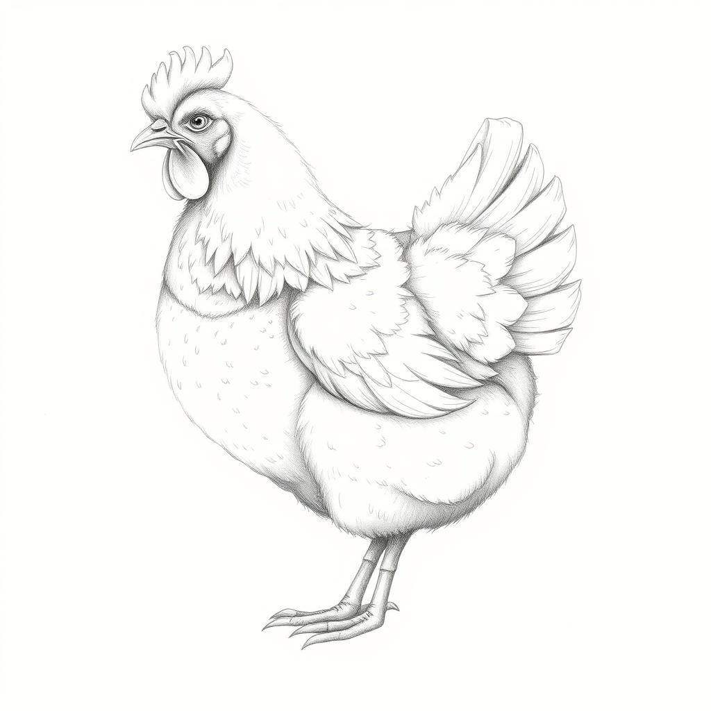 Charming Fluffy Hen Illustration